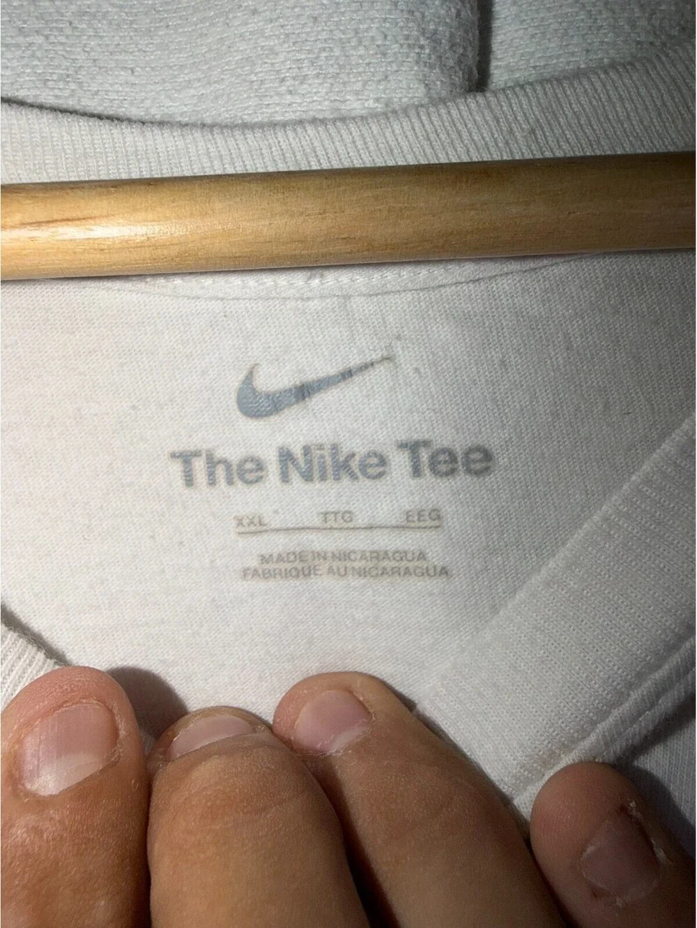 Nike Mens 2XL White T Shirt Graphic Blue Stacked Swoosh Short Sleeve Casual